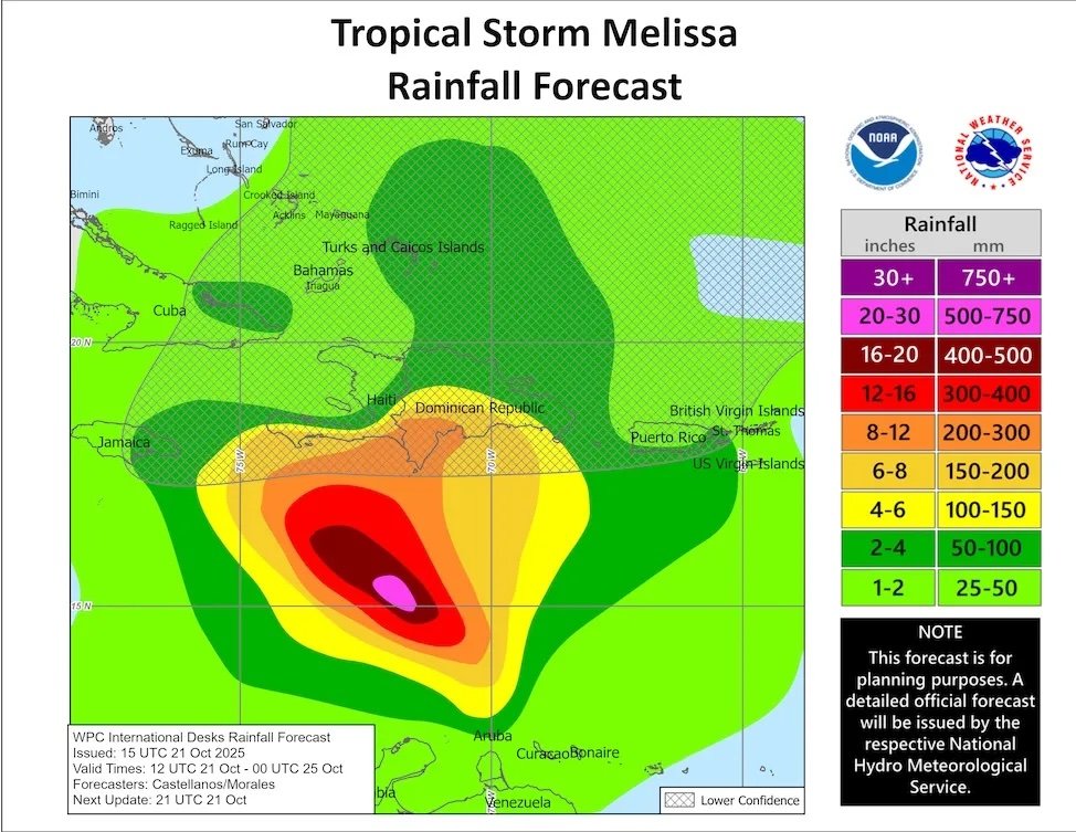 Tropical Storm Melissa puts Caribbean’s most flood-vulnerable places at risk